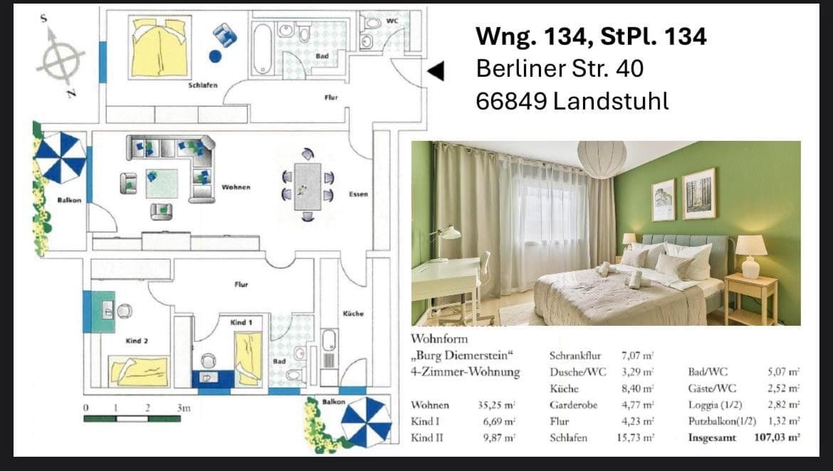 Pronájem bytu 4+1 107 m², Berliner Str. 40, Landstuhl, Porýní-Falc Pronájem bytu 4+1 107 m², Berliner Str. 40, Landstuhl, Porýní-Falc
