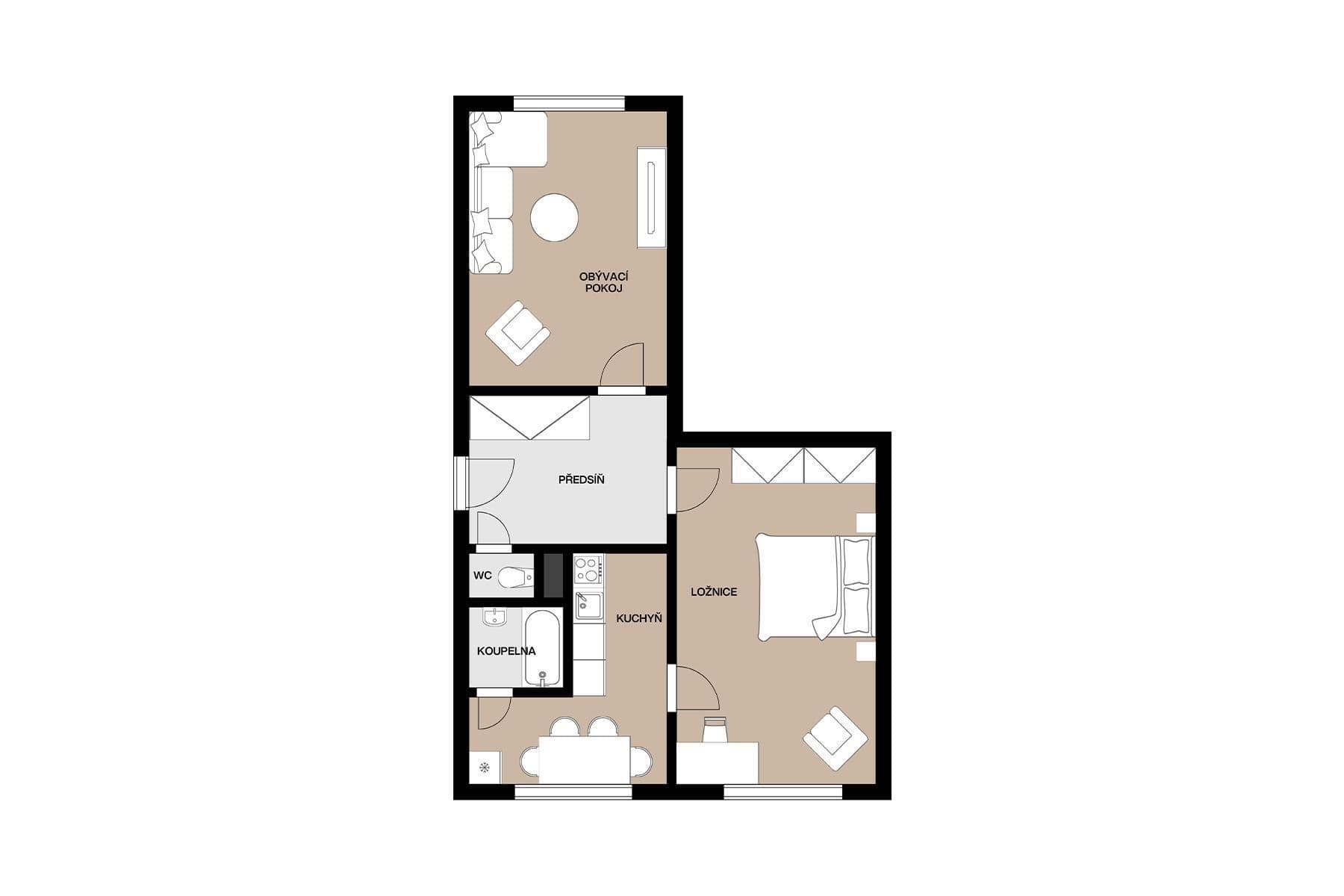 Prodej bytu 2+1 59 m², Olbramovická, Praha, Praha Prodej bytu 2+1 59 m², Olbramovická, Praha, Praha
