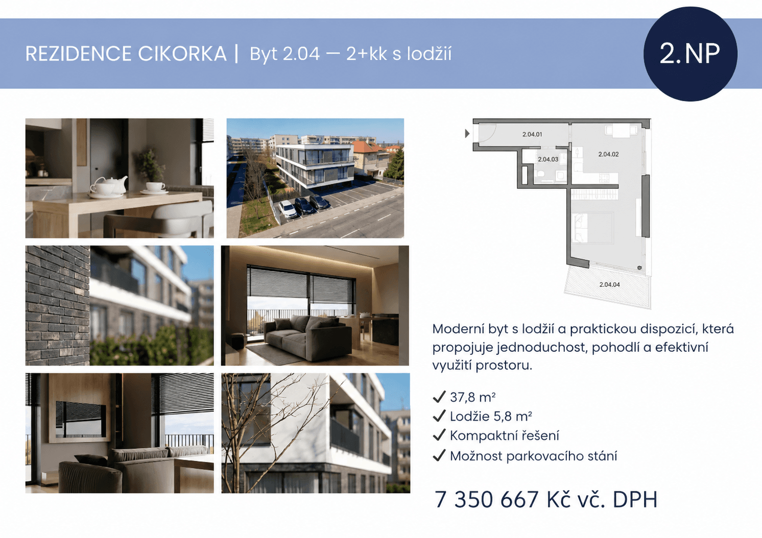 Prodej bytu 2+kk 38 m², Na Cikorce, Praha, Praha Prodej bytu 2+kk 38 m², Na Cikorce, Praha, Praha
