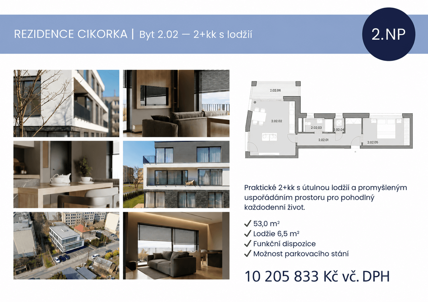 Prodej bytu 2+kk 53 m², Na Cikorce, Praha, Praha Prodej bytu 2+kk 53 m², Na Cikorce, Praha, Praha