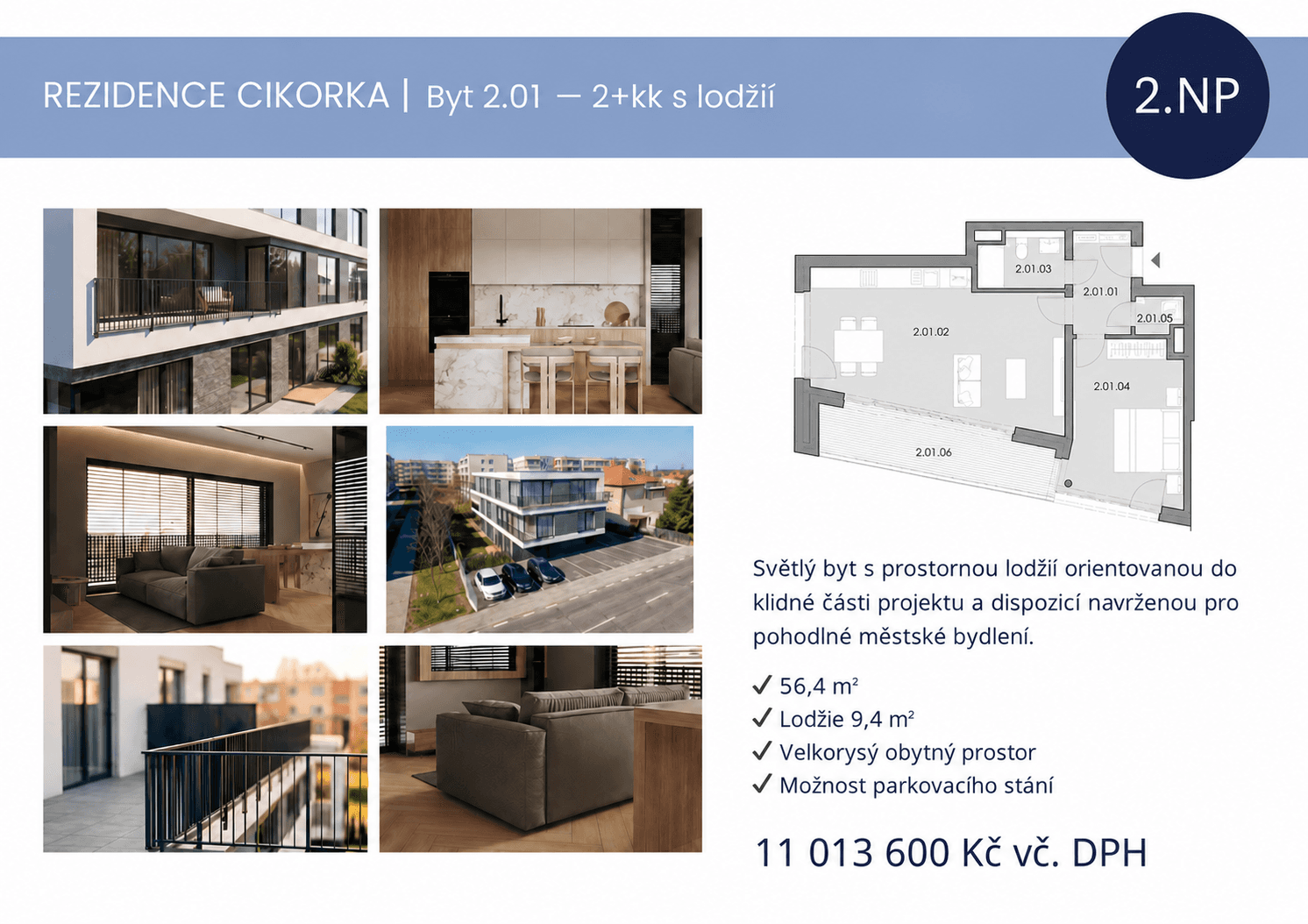 Prodej bytu 2+kk 56 m², Na Cikorce, Praha, Praha Prodej bytu 2+kk 56 m², Na Cikorce, Praha, Praha