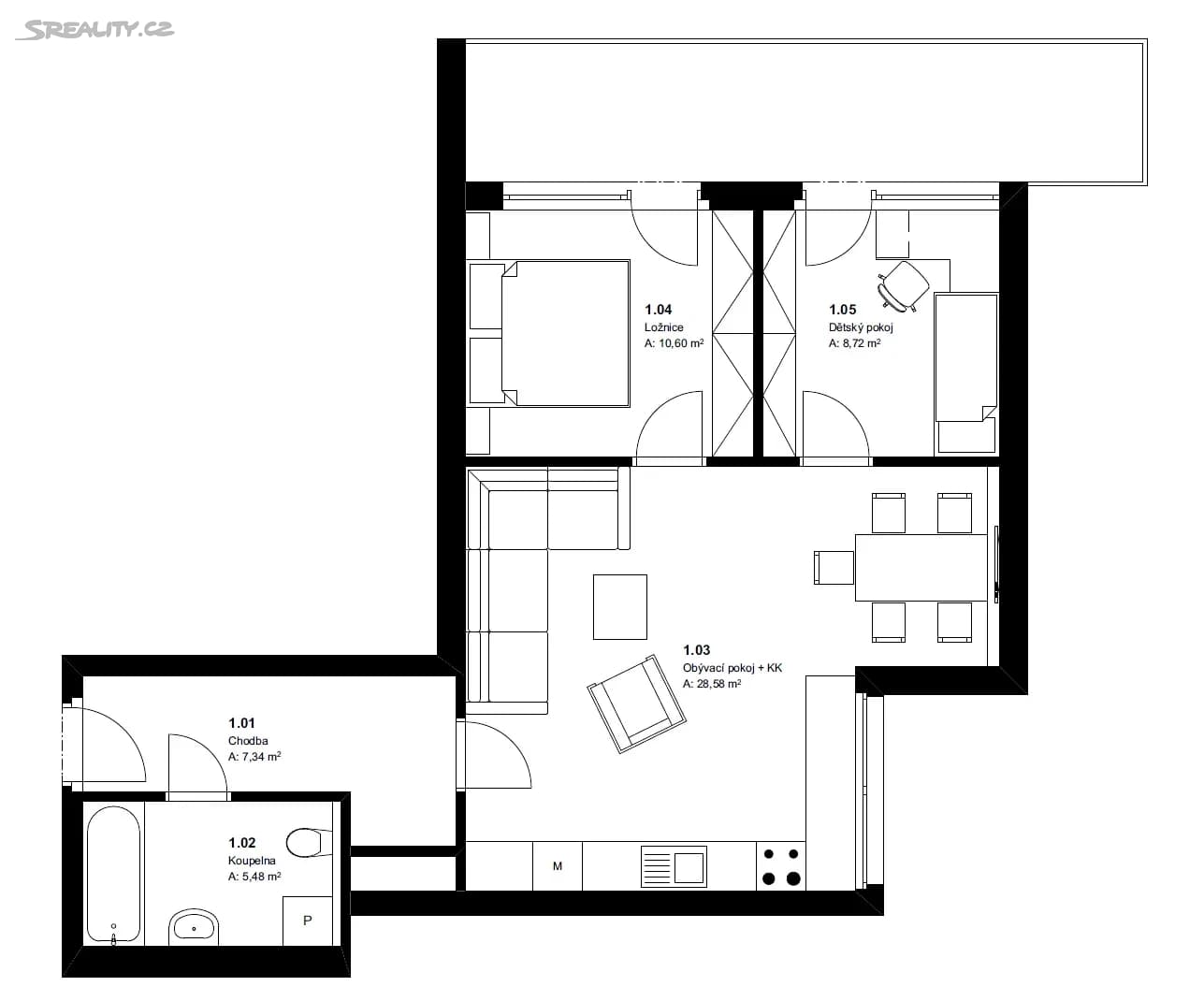 Pronájem bytu 3+kk 60 m², Pavla Beneše, Praha, Praha Pronájem bytu 3+kk 60 m², Pavla Beneše, Praha, Praha