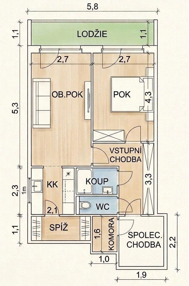 Prodej bytu 2+kk 47 m², Kozmíkova, Praha, Praha Prodej bytu 2+kk 47 m², Kozmíkova, Praha, Praha