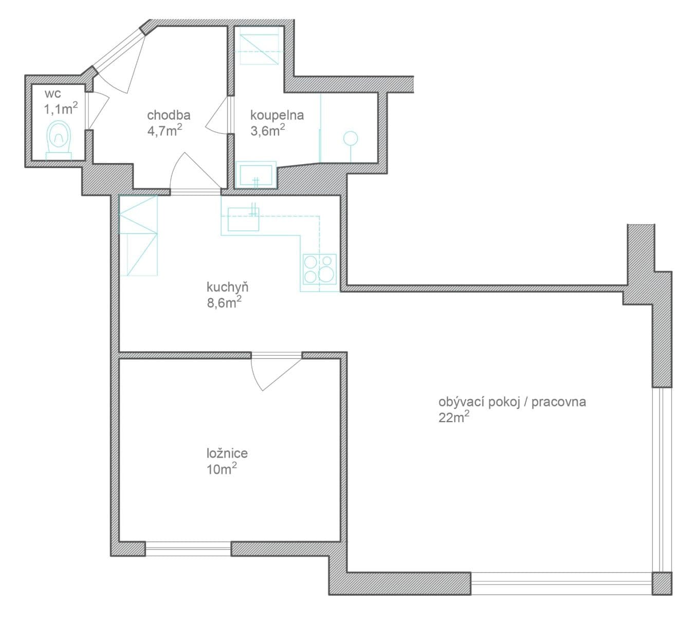 Pronájem bytu 2+1 50 m², Thámova, Praha, Praha Pronájem bytu 2+1 50 m², Thámova, Praha, Praha