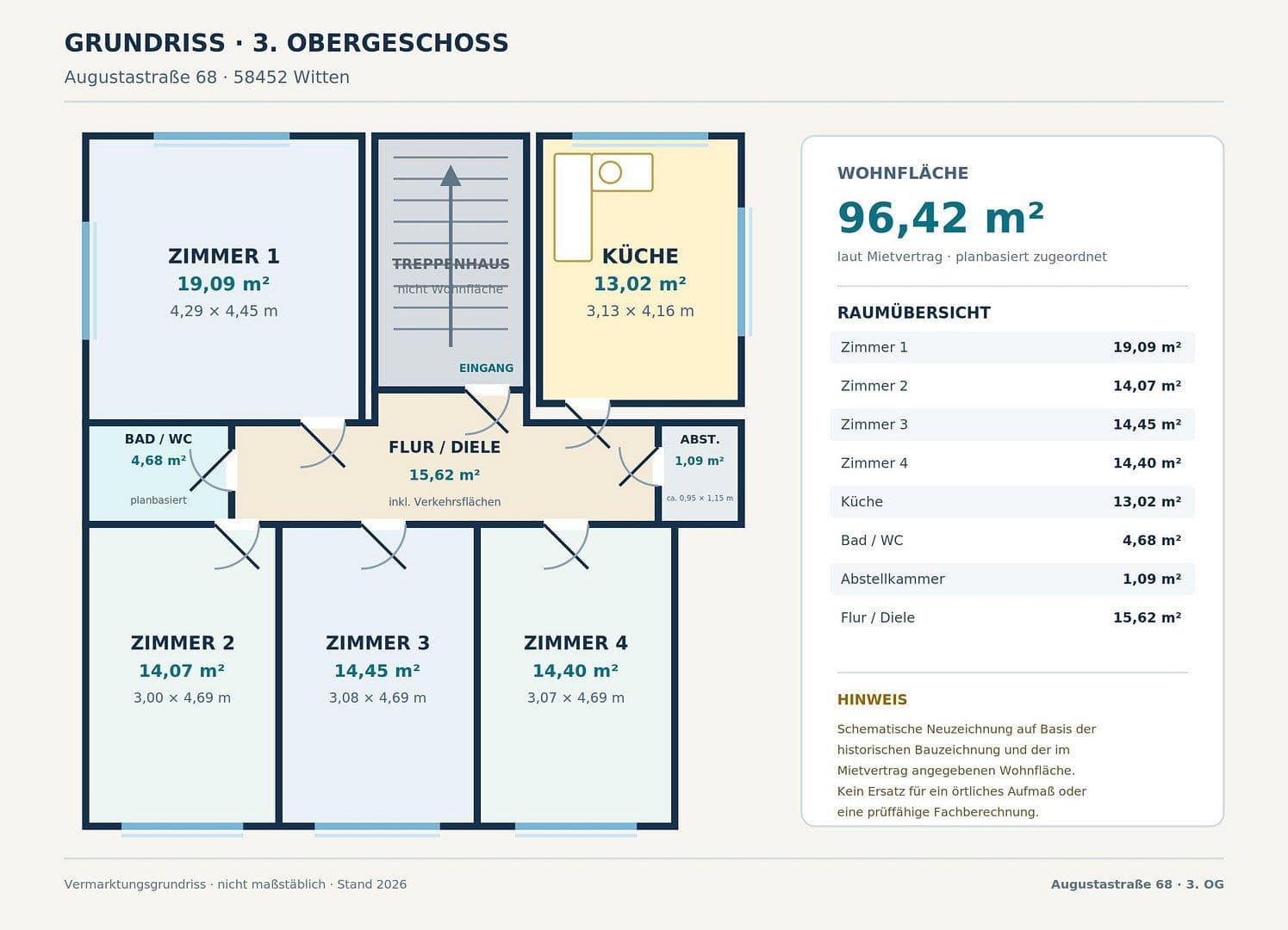 Pronájem bytu 4+1 96 m², Augustastrasse 68, Witten, Severní Porýní-Vestfálsko Pronájem bytu 4+1 96 m², Augustastrasse 68, Witten, Severní Porýní-Vestfálsko
