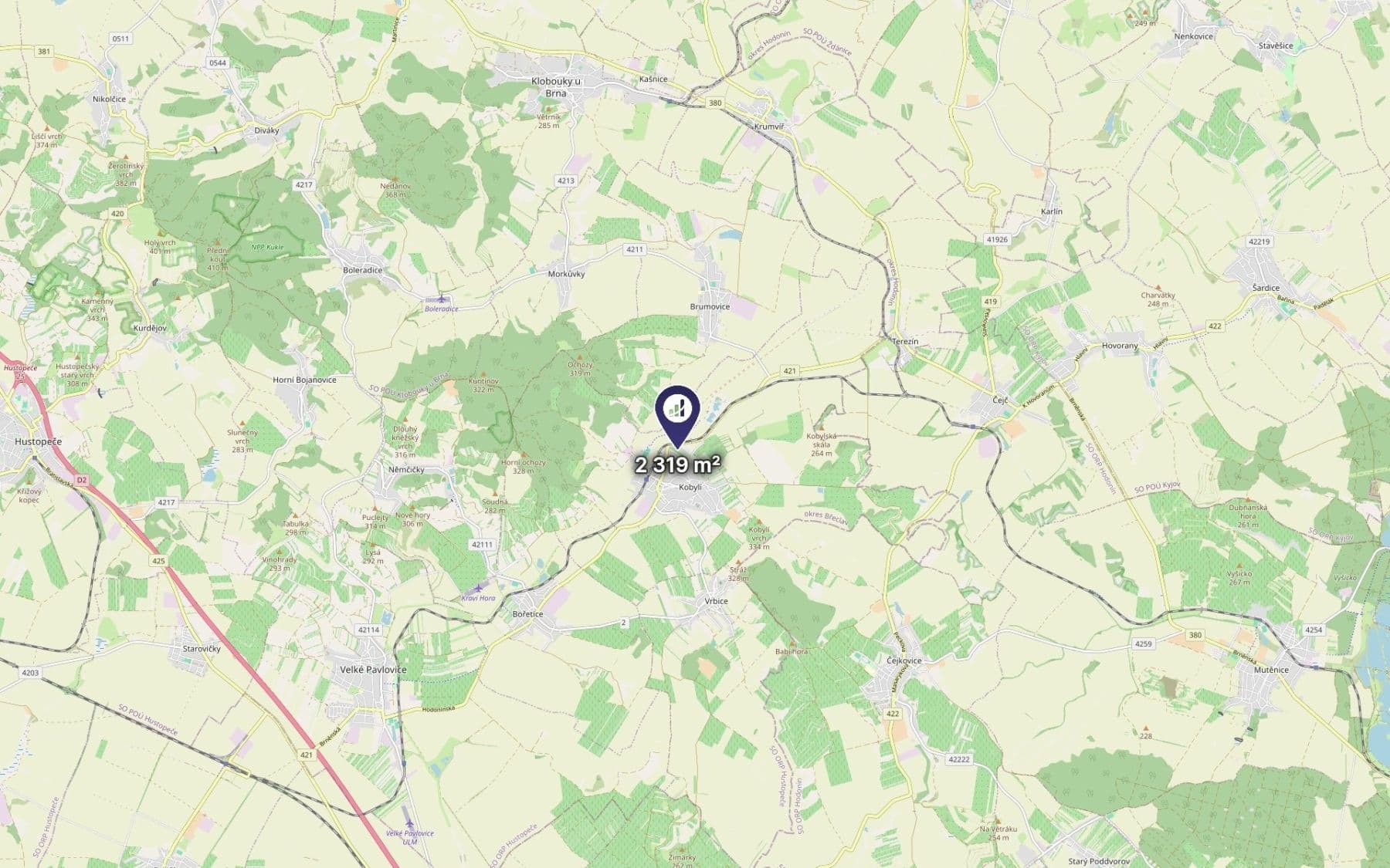 Prodej pozemku 2.319 m², Kobylí, Jihomoravský kraj Prodej pozemku 2.319 m², Kobylí, Jihomoravský kraj