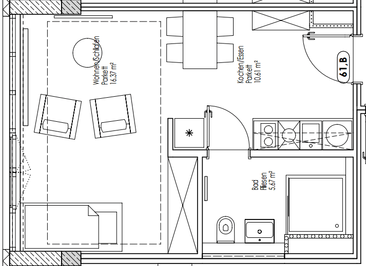 Pronájem bytu 1+1 34 m², Fürstenrieder Str. 285, München, Bavorsko Pronájem bytu 1+1 34 m², Fürstenrieder Str. 285, München, Bavorsko