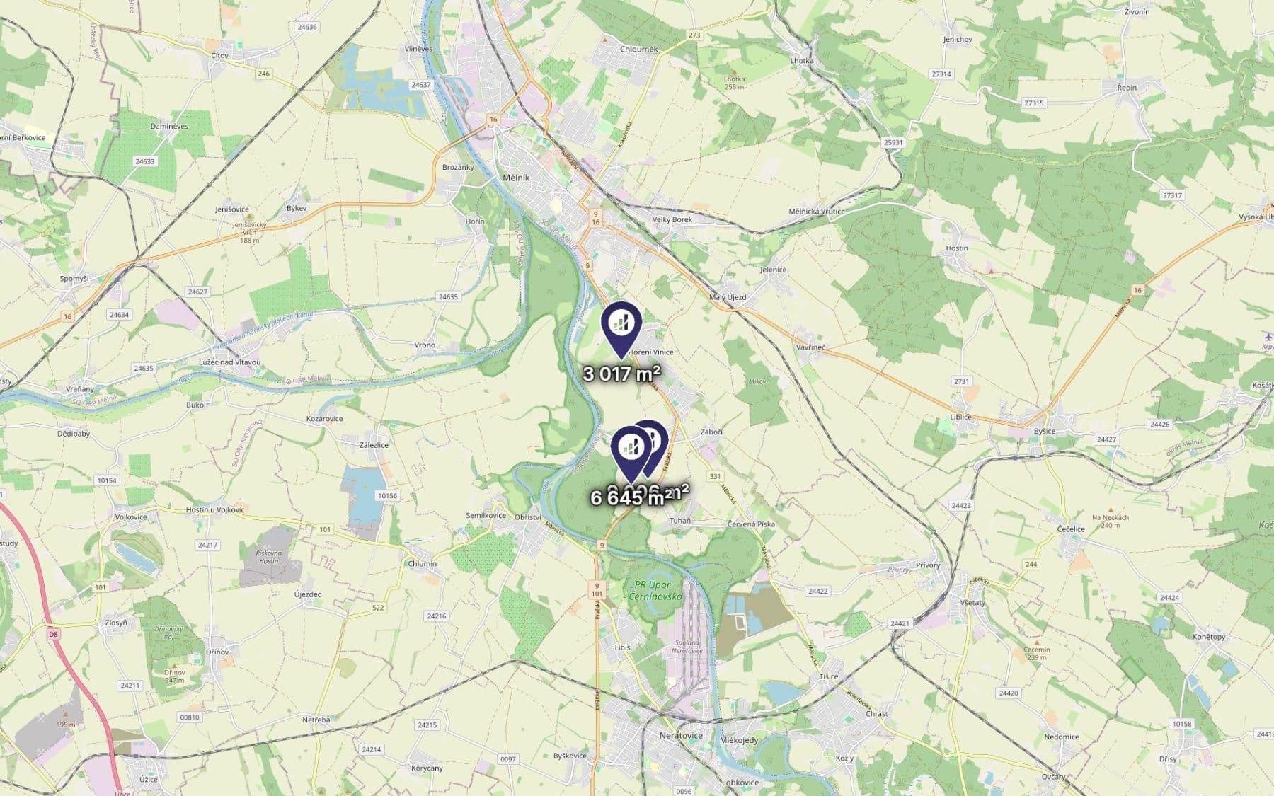 Prodej pozemku 18.668 m², Kly, Středočeský kraj Prodej pozemku 18.668 m², Kly, Středočeský kraj