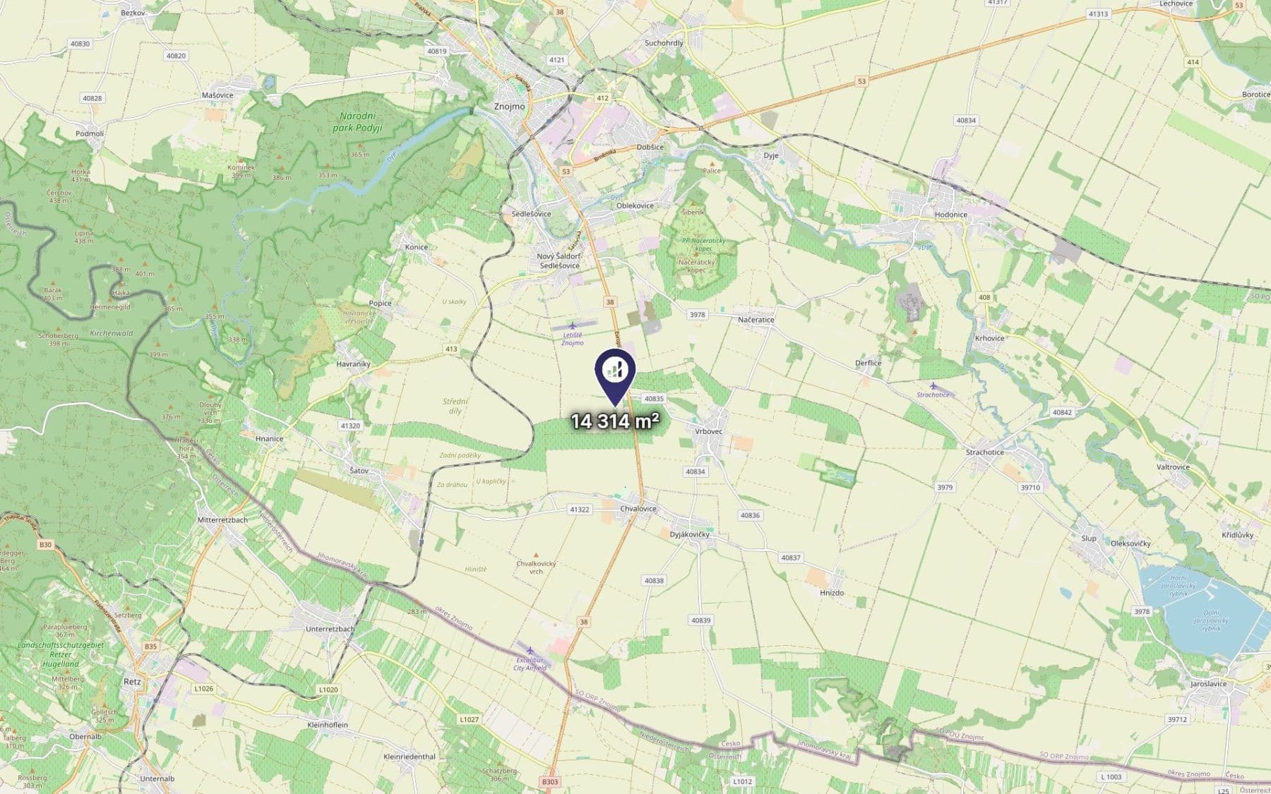 Prodej pozemku 14.314 m², Znojmo, Jihomoravský kraj Prodej pozemku 14.314 m², Znojmo, Jihomoravský kraj