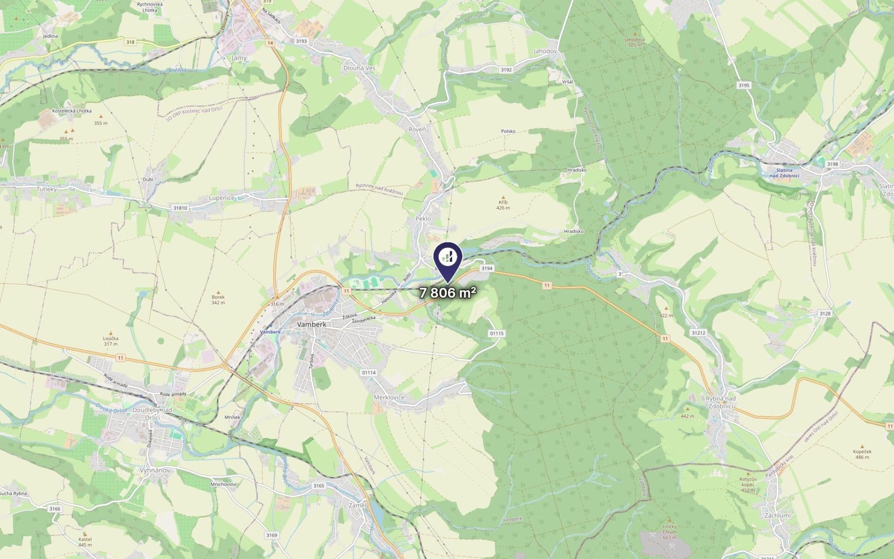 Prodej pozemku 7.806 m², Vamberk, Královéhradecký kraj Prodej pozemku 7.806 m², Vamberk, Královéhradecký kraj