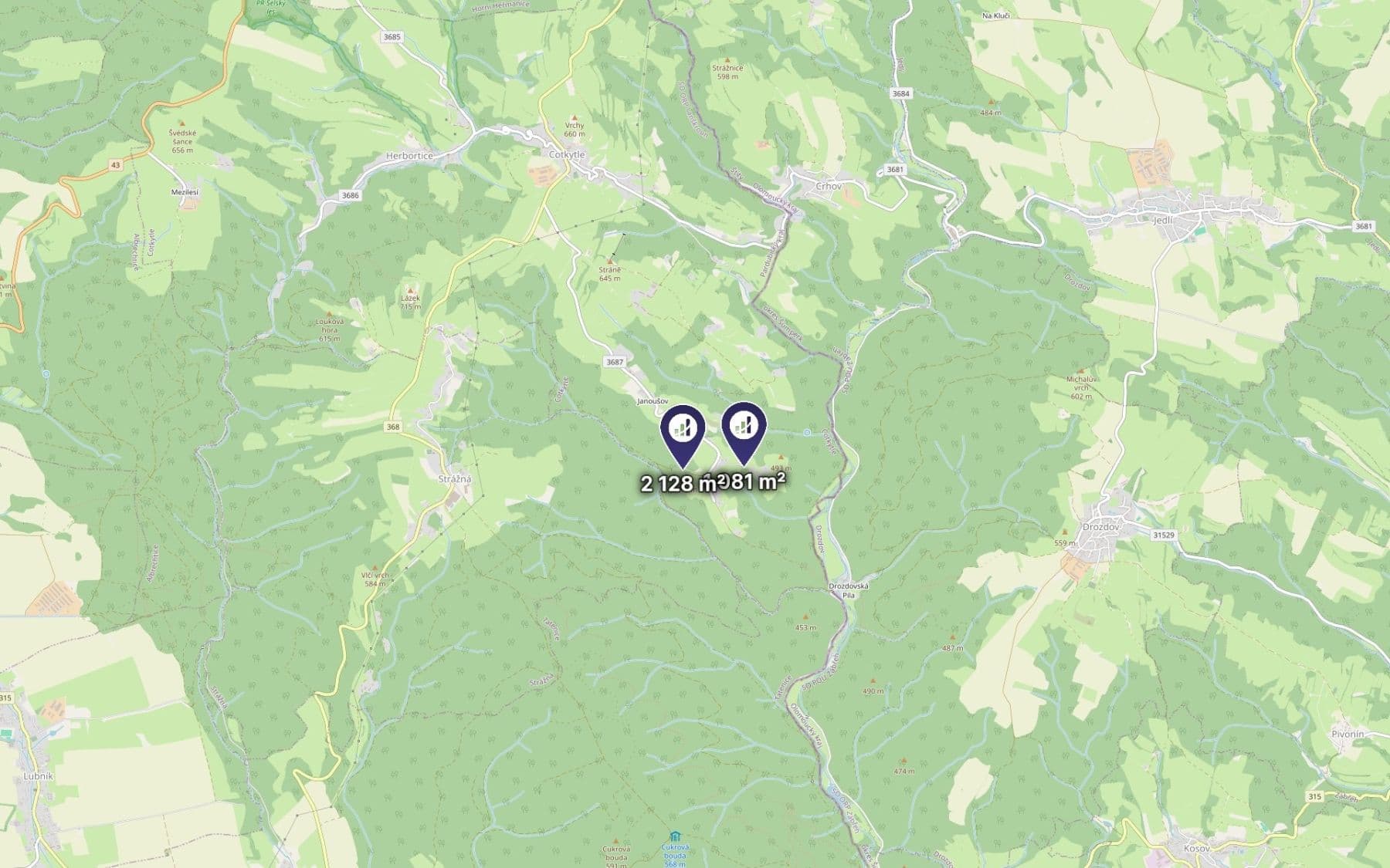 Prodej pozemku 1.605 m², Cotkytle, Pardubický kraj Prodej pozemku 1.605 m², Cotkytle, Pardubický kraj