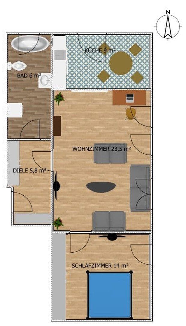 Pronájem bytu 2+1 58 m², Schloßanger 5, Augsburg, Bavorsko Pronájem bytu 2+1 58 m², Schloßanger 5, Augsburg, Bavorsko