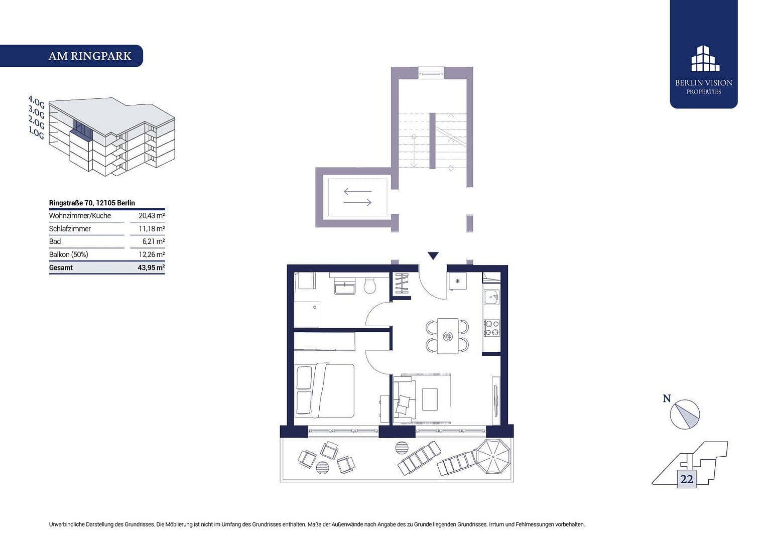 Pronájem bytu 2+1 44 m², Ringstraße 70b, Berlin, Berlín Pronájem bytu 2+1 44 m², Ringstraße 70b, Berlin, Berlín