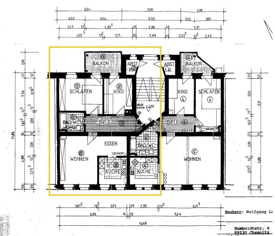 Pronájem bytu 3+1 76 m², Humboldtstraße 9, Chemnitz, Sasko Pronájem bytu 3+1 76 m², Humboldtstraße 9, Chemnitz, Sasko