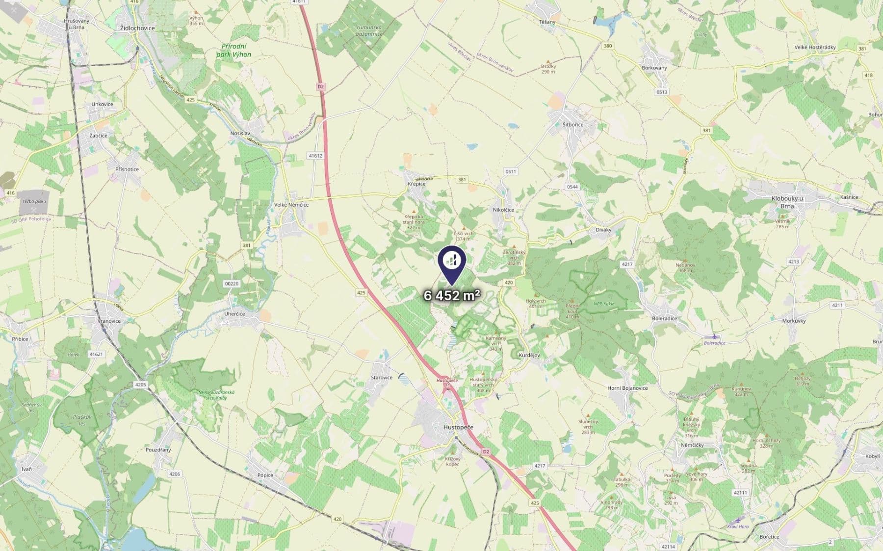 Prodej pozemku 6.452 m², Hustopeče, Jihomoravský kraj Prodej pozemku 6.452 m², Hustopeče, Jihomoravský kraj