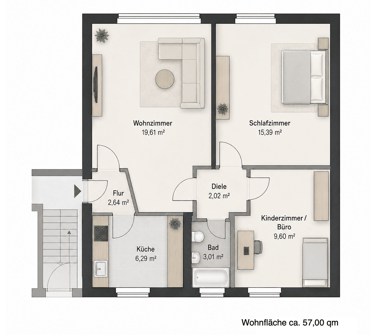 Prodej bytu 3+1 57 m², Jahnstr., Hof, Bavorsko Prodej bytu 3+1 57 m², Jahnstr., Hof, Bavorsko