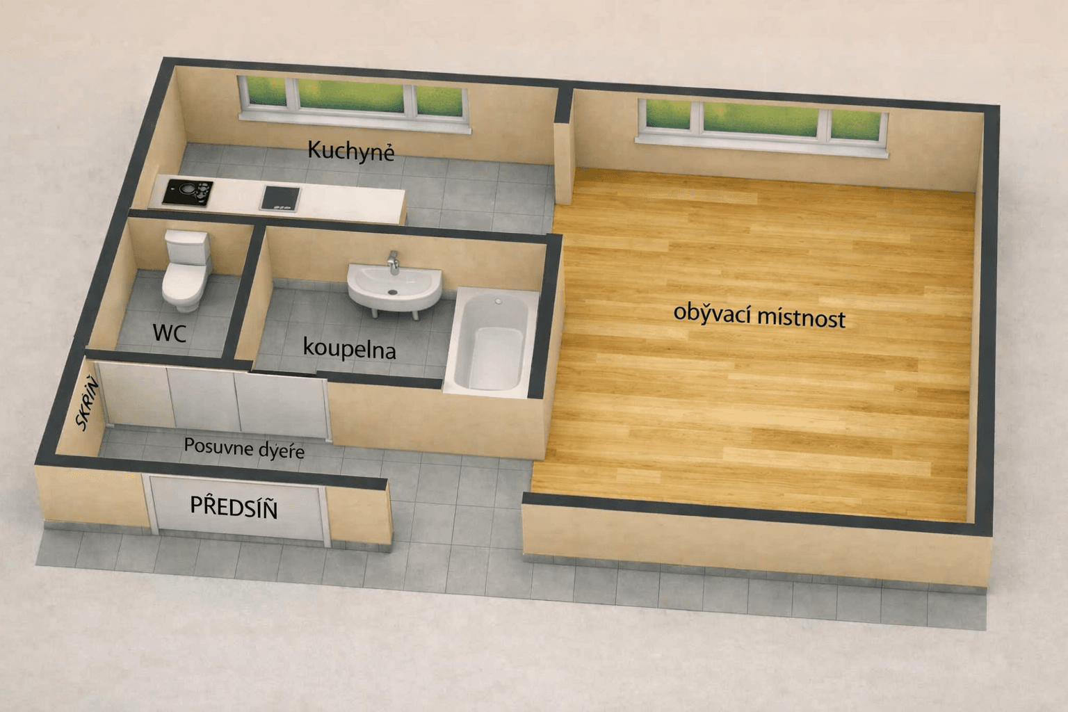 Prodej bytu 1+1 33 m², Čihákova, Poděbrady, Středočeský kraj Prodej bytu 1+1 33 m², Čihákova, Poděbrady, Středočeský kraj