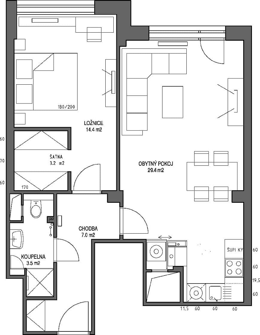 Pronájem bytu 2+kk 56 m², Bulharská, Praha, Praha Pronájem bytu 2+kk 56 m², Bulharská, Praha, Praha