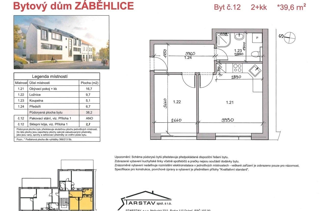 Pronájem bytu 2+kk 40 m², Záběhlická, Praha, Praha Pronájem bytu 2+kk 40 m², Záběhlická, Praha, Praha