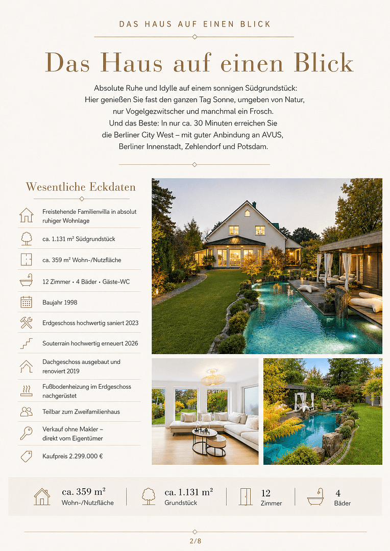 Prodej domu 280 m², pozemek 1.131 m², Kleinmachnow, Braniborsko Prodej domu 280 m², pozemek 1.131 m², Kleinmachnow, Braniborsko