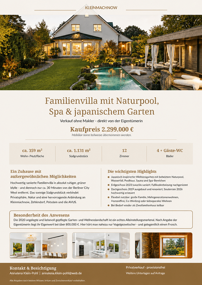 Prodej domu 280 m², pozemek 1.131 m², Kleinmachnow, Braniborsko Prodej domu 280 m², pozemek 1.131 m², Kleinmachnow, Braniborsko