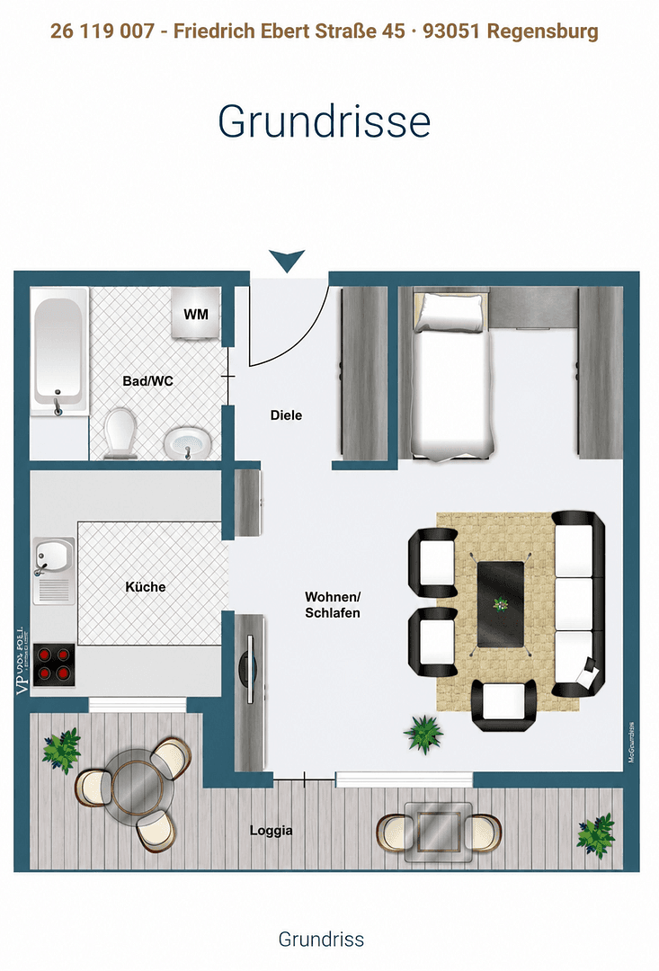 Pronájem bytu 1+1 41 m², Friedrich-Ebert-Straße 45, Regensburg, Bavorsko Pronájem bytu 1+1 41 m², Friedrich-Ebert-Straße 45, Regensburg, Bavorsko