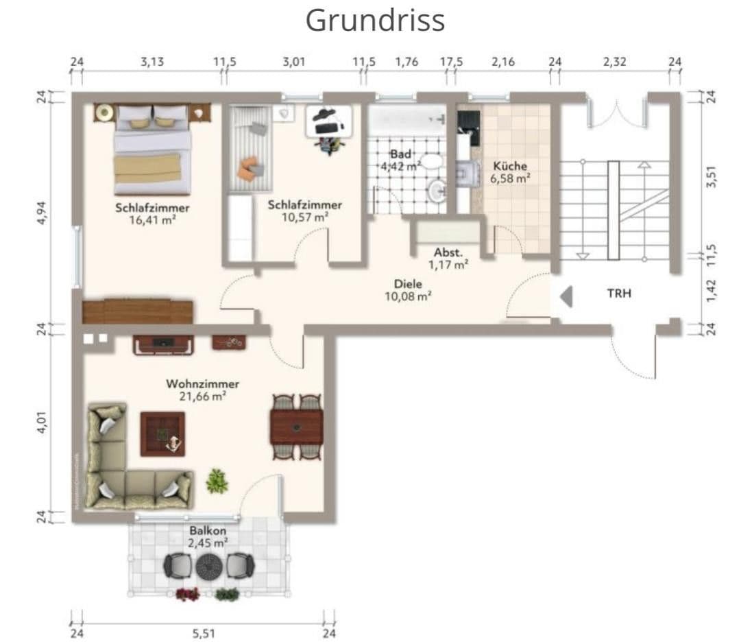 Pronájem bytu 3+1 72 m², Ratsstraße 23, Wolfenbüttel, Dolní Sasko Pronájem bytu 3+1 72 m², Ratsstraße 23, Wolfenbüttel, Dolní Sasko