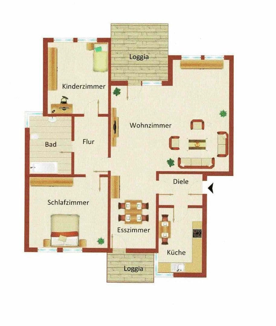 Pronájem bytu 3+1 81 m², Norderneystr. 9, Wilhelmshaven, Dolní Sasko Pronájem bytu 3+1 81 m², Norderneystr. 9, Wilhelmshaven, Dolní Sasko