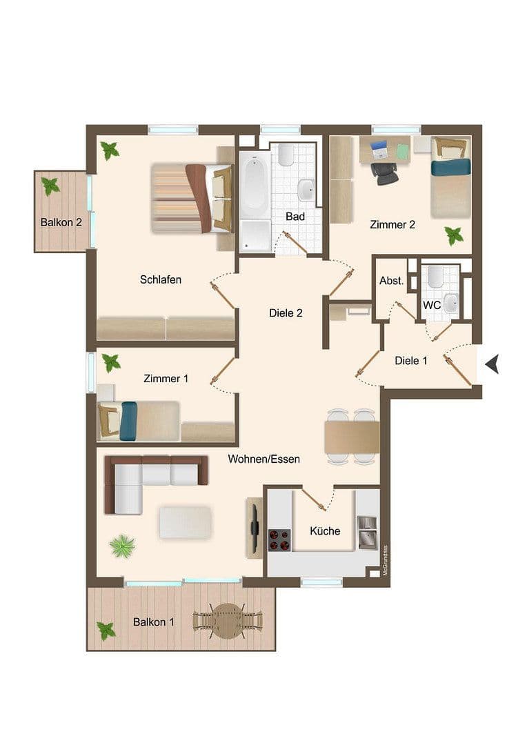 Pronájem bytu 4+1 90 m², An der Post 12, Weinböhla, Sasko Pronájem bytu 4+1 90 m², An der Post 12, Weinböhla, Sasko