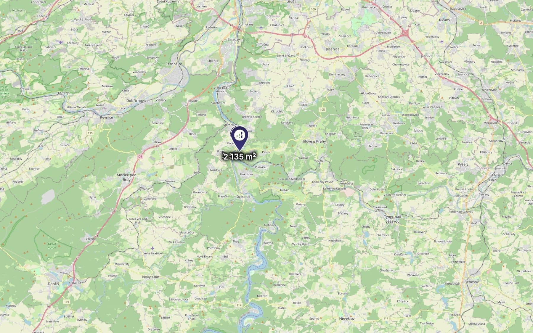 Prodej pozemku 5.687 m², Davle, Středočeský kraj Prodej pozemku 5.687 m², Davle, Středočeský kraj