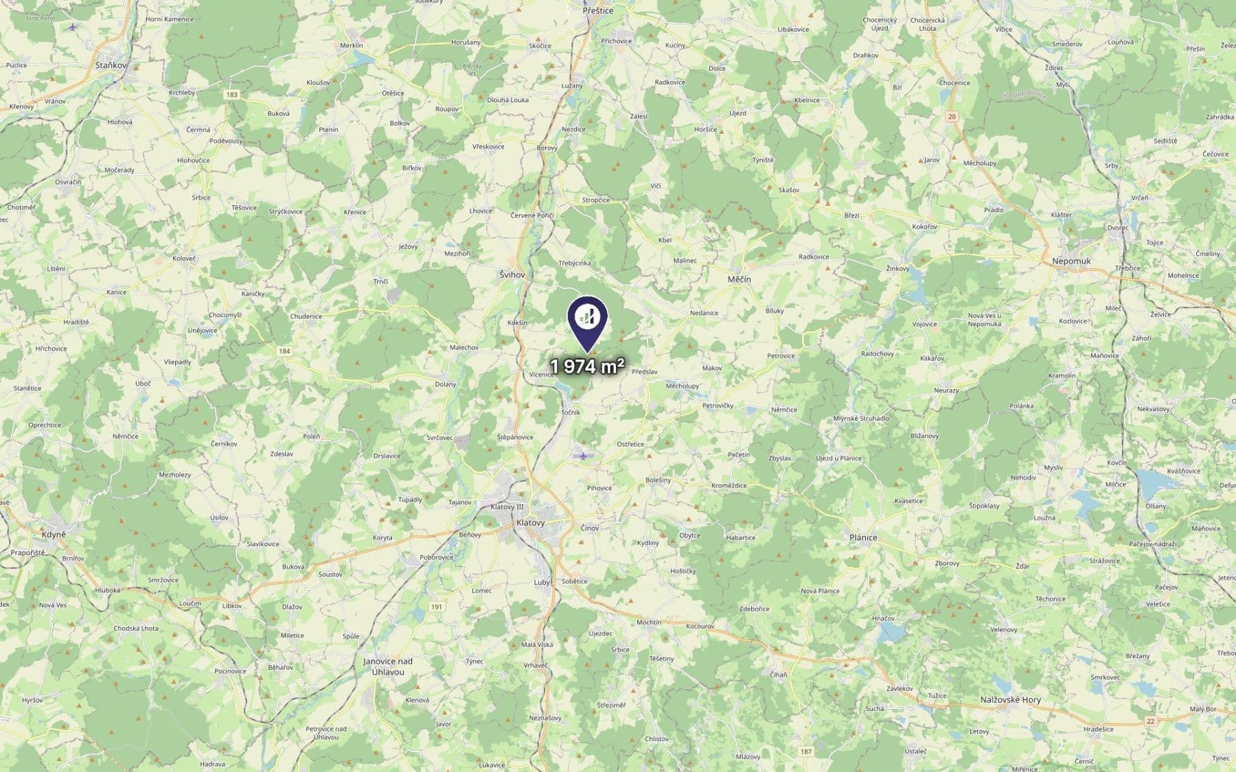 Prodej pozemku 1.974 m², Švihov, Plzeňský kraj Prodej pozemku 1.974 m², Švihov, Plzeňský kraj