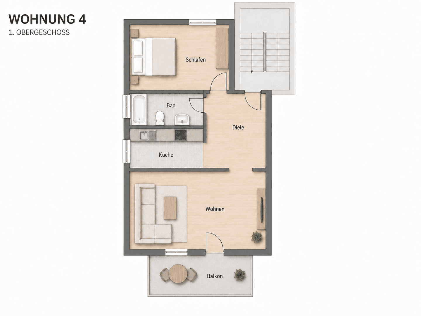 Pronájem bytu 2+1 51 m², Schoosters Kamp 7a, Bad Zwischenahn, Dolní Sasko Pronájem bytu 2+1 51 m², Schoosters Kamp 7a, Bad Zwischenahn, Dolní Sasko