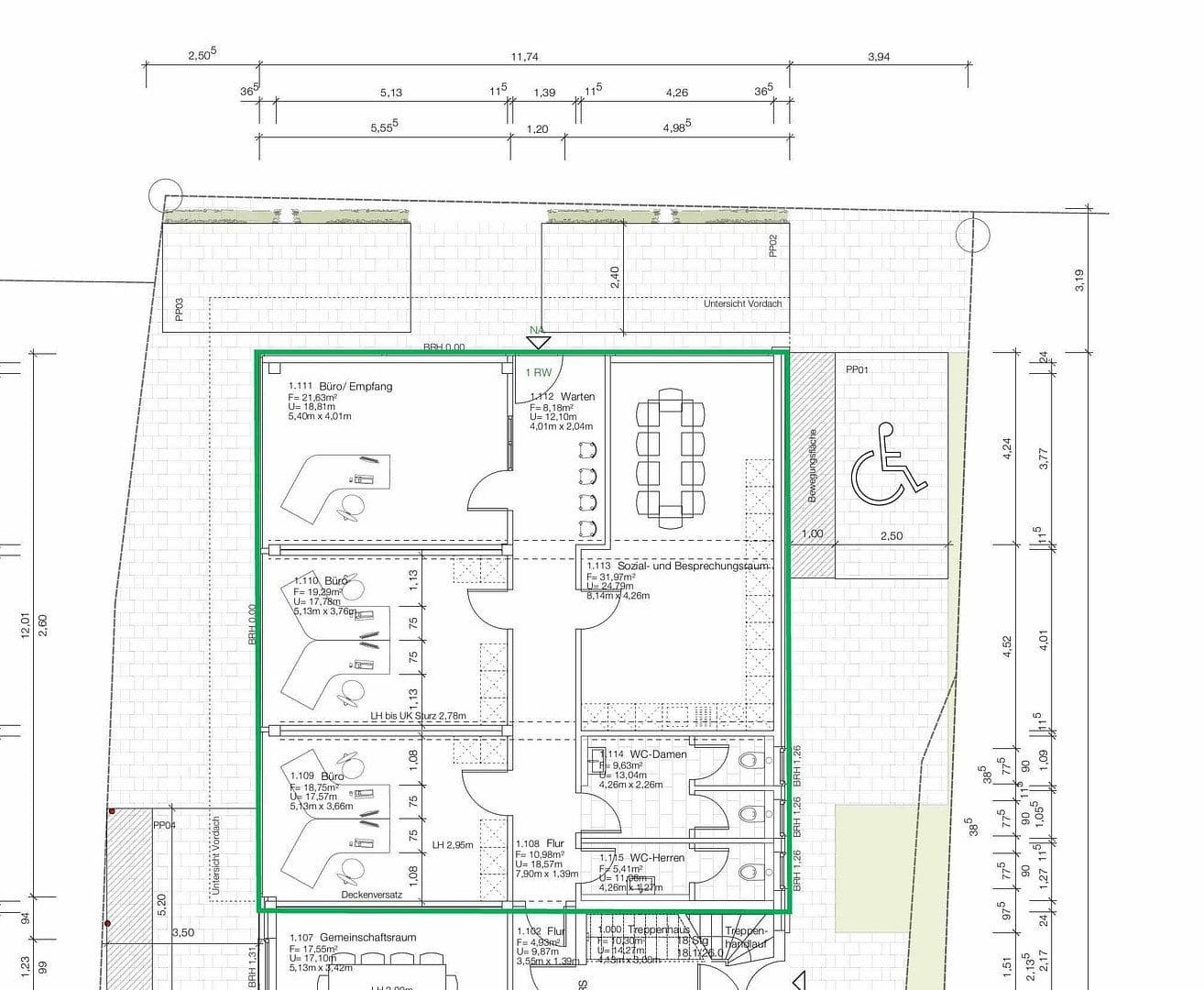 Pronájem kanceláře 126 m², Auricher Straße 7, Wittmund, Dolní Sasko Pronájem kanceláře 126 m², Auricher Straße 7, Wittmund, Dolní Sasko