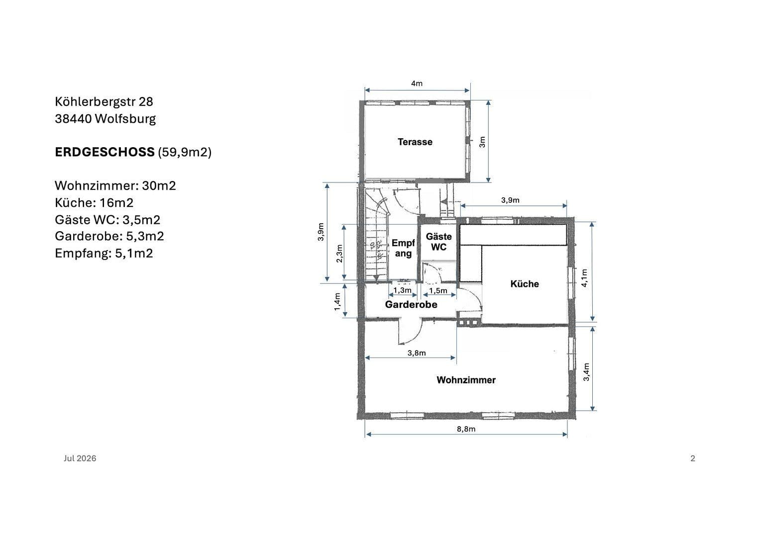 Pronájem domu 133 m², pozemek 591 m², Köhlerbergstraße 28, Wolfsburg, Dolní Sasko Pronájem domu 133 m², pozemek 591 m², Köhlerbergstraße 28, Wolfsburg, Dolní Sasko