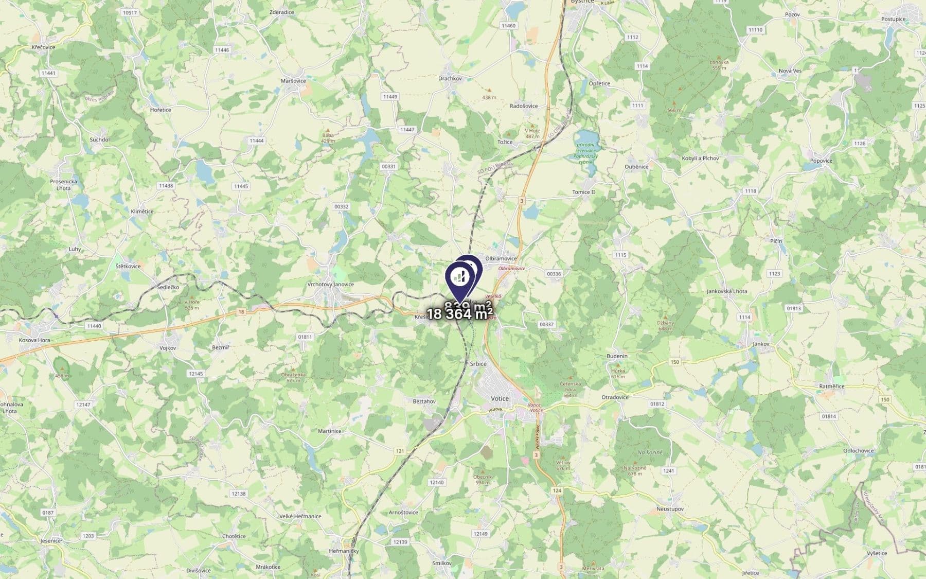 Prodej pozemku 9.602 m², Olbramovice, Středočeský kraj Prodej pozemku 9.602 m², Olbramovice, Středočeský kraj