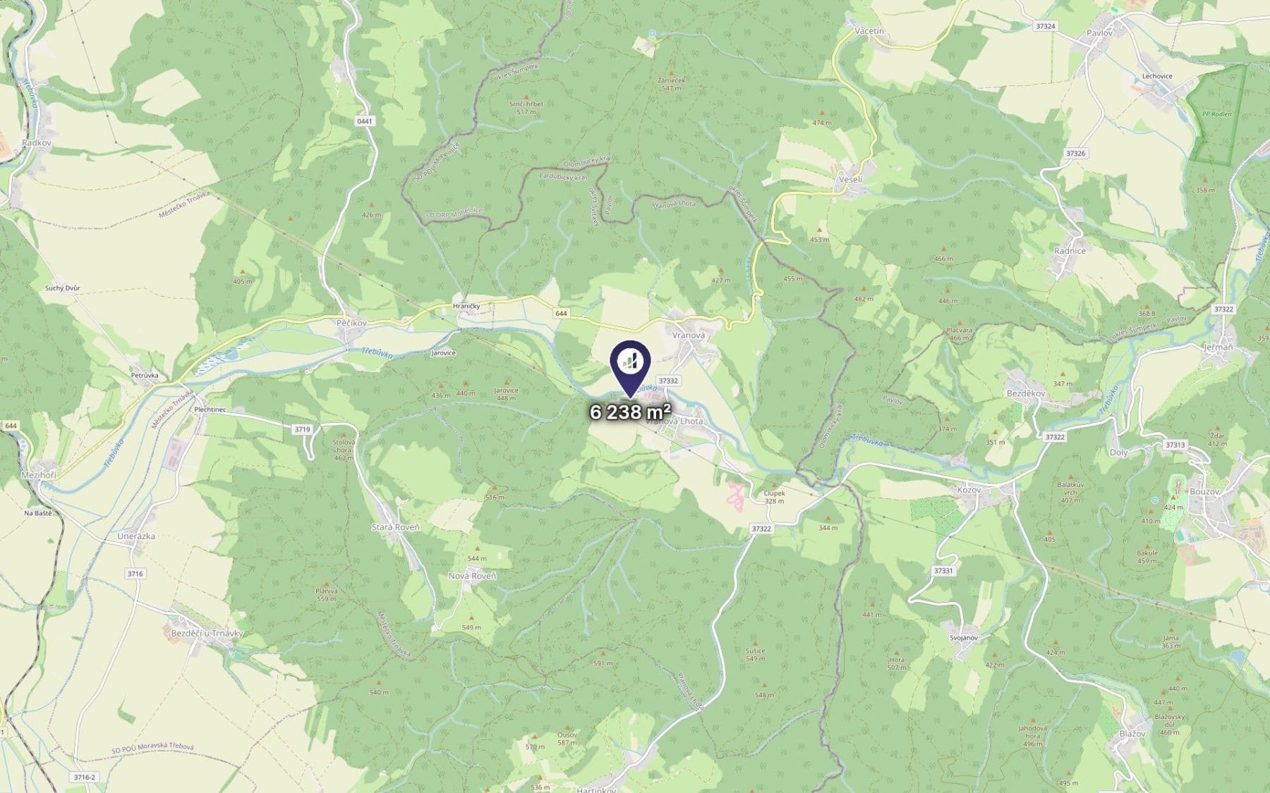 Prodej pozemku 6.238 m², Vranová Lhota, Pardubický kraj Prodej pozemku 6.238 m², Vranová Lhota, Pardubický kraj