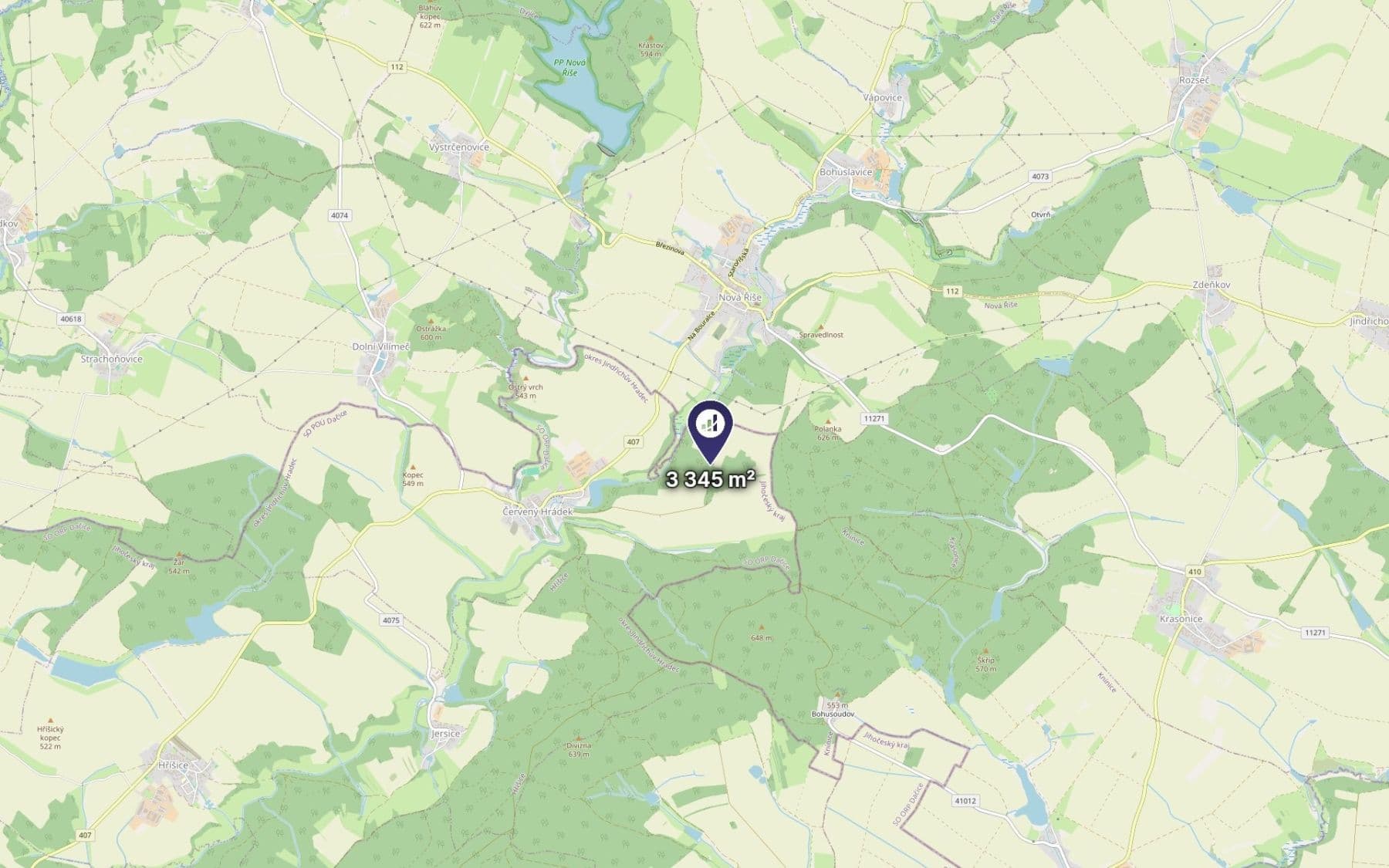 Prodej pozemku 3.345 m², Červený Hrádek, Jihočeský kraj Prodej pozemku 3.345 m², Červený Hrádek, Jihočeský kraj