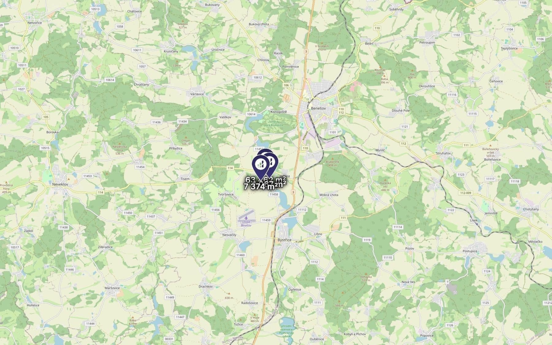 Prodej pozemku 71.903 m², Bystřice, Středočeský kraj Prodej pozemku 71.903 m², Bystřice, Středočeský kraj
