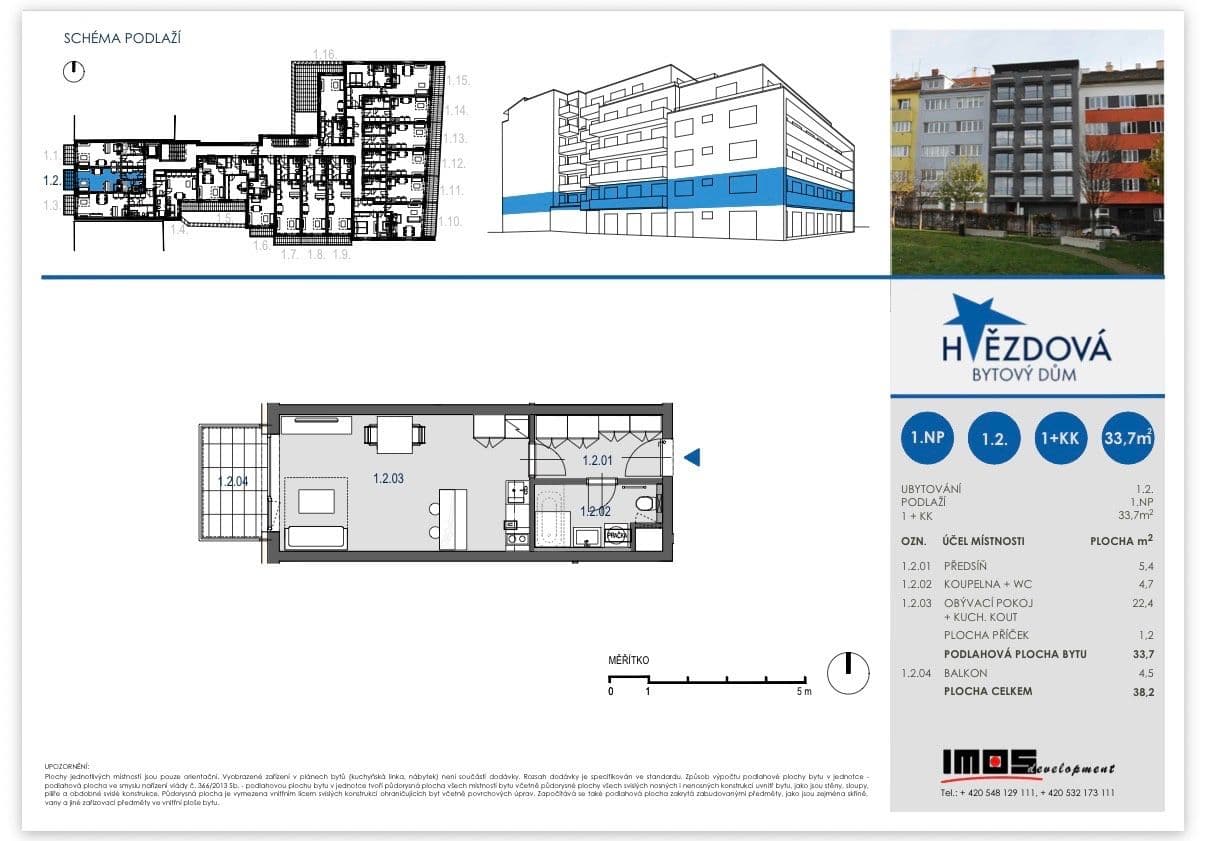 Pronájem bytu 1+kk 33 m², Hvězdová, Brno, Jihomoravský kraj Pronájem bytu 1+kk 33 m², Hvězdová, Brno, Jihomoravský kraj
