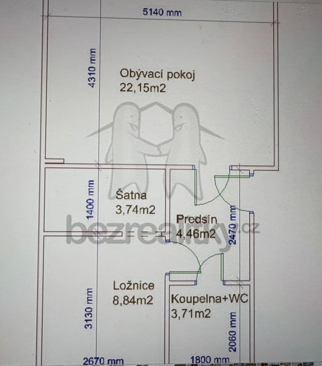 Pronájem bytu 2+kk 43 m², Musílkova, Praha, Praha Pronájem bytu 2+kk 43 m², Musílkova, Praha, Praha