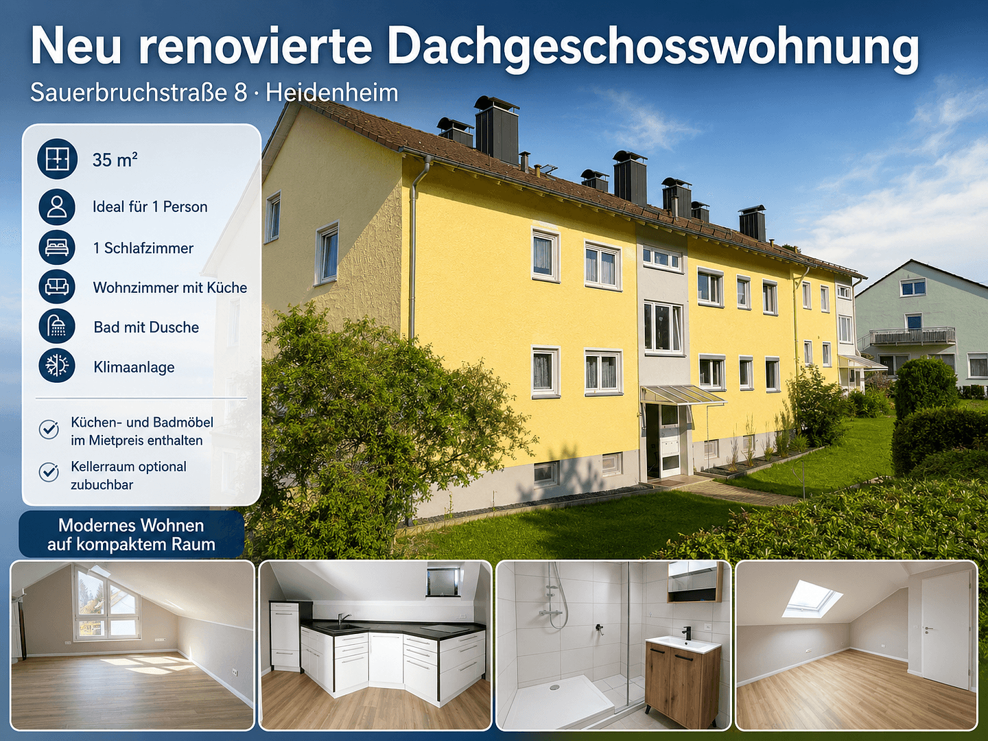 Pronájem bytu 2+1 35 m², Heidenheim an der Brenz, Bádensko-Württembersko Pronájem bytu 2+1 35 m², Heidenheim an der Brenz, Bádensko-Württembersko