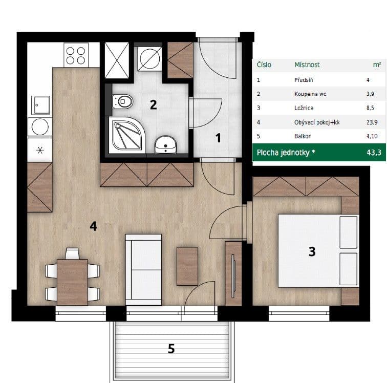 Pronájem bytu 2+kk 43 m², Arnošta Staňka, Praha, Praha Pronájem bytu 2+kk 43 m², Arnošta Staňka, Praha, Praha