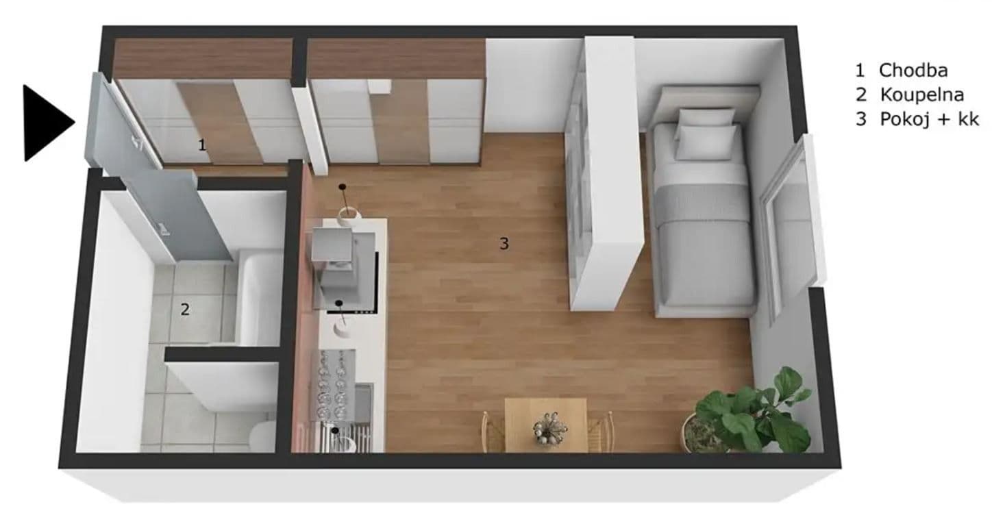 Pronájem bytu 1+kk 20 m², Popelnicová, Plzeň, Plzeňský kraj Pronájem bytu 1+kk 20 m², Popelnicová, Plzeň, Plzeňský kraj