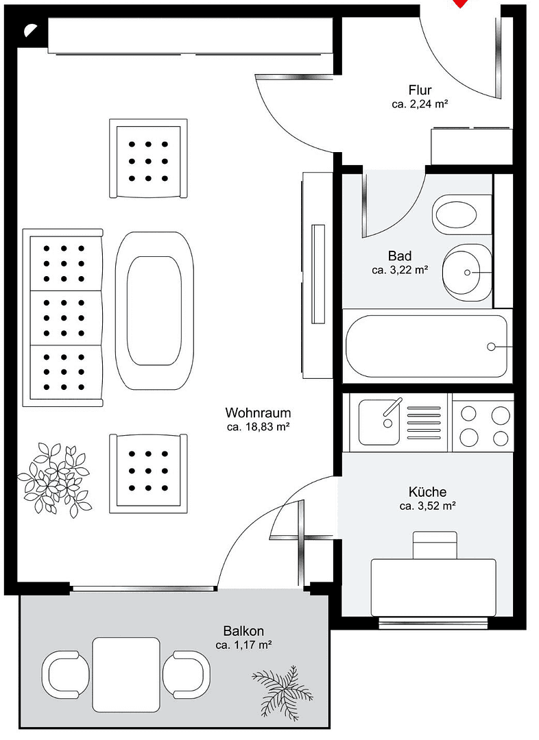 Pronájem bytu 1+kk 32 m², Grafing, Bavorsko Pronájem bytu 1+kk 32 m², Grafing, Bavorsko