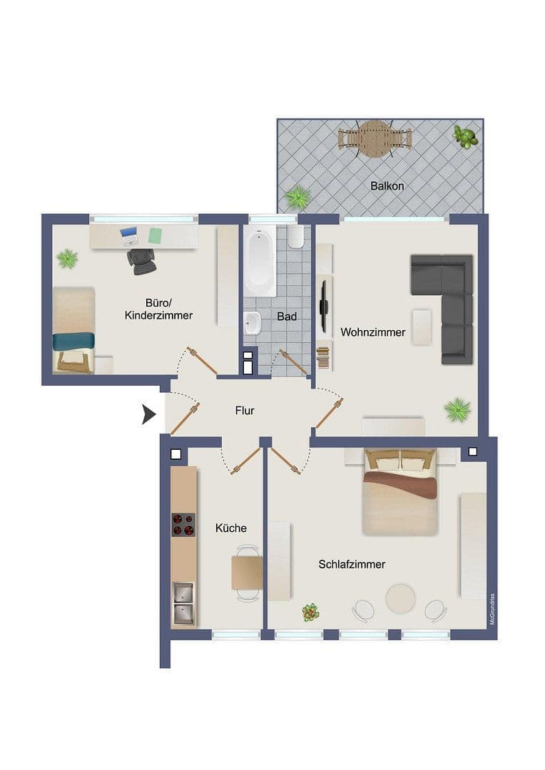 Pronájem bytu 3+1 67 m², Gelsenkirchen - Horst, Severní Porýní-Vestfálsko Pronájem bytu 3+1 67 m², Gelsenkirchen - Horst, Severní Porýní-Vestfálsko