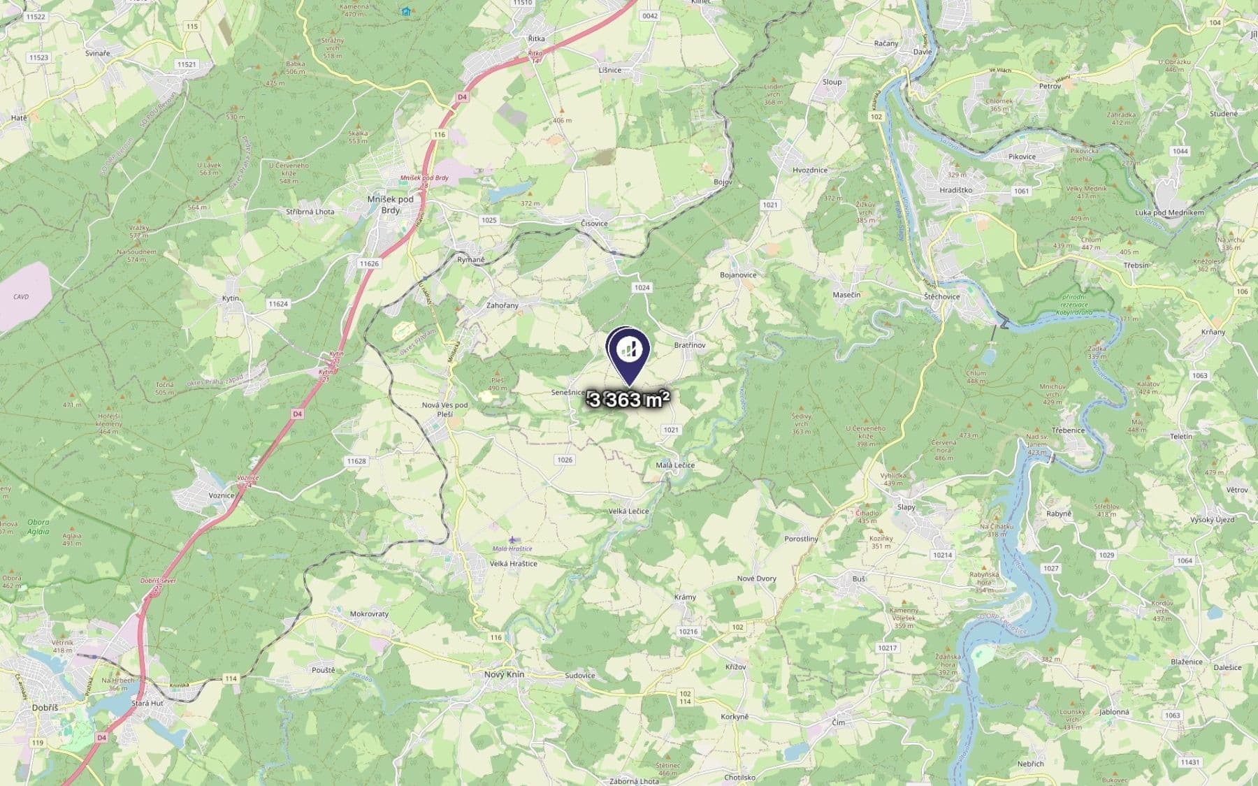 Prodej pozemku 9.172 m², Bratřínov, Středočeský kraj Prodej pozemku 9.172 m², Bratřínov, Středočeský kraj