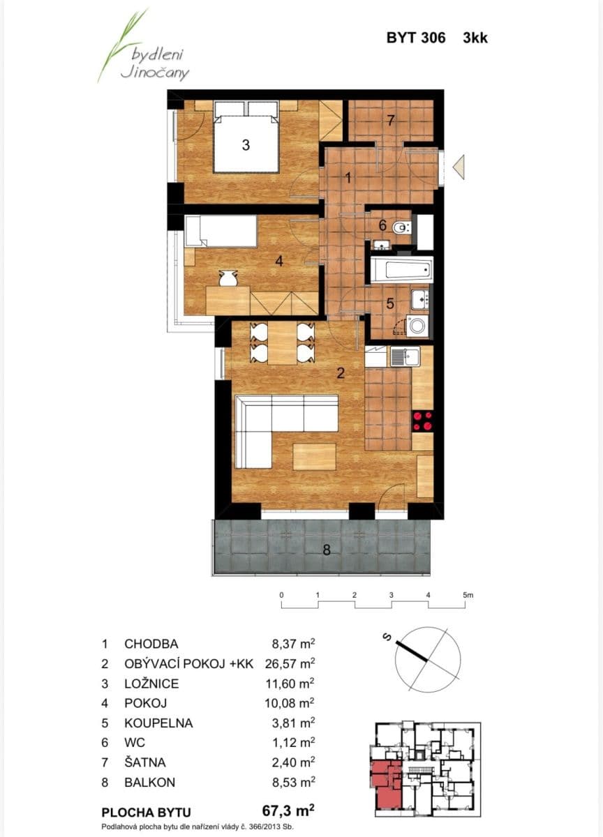 Pronájem bytu 3+kk 68 m², Emy Destinové, Jinočany, Středočeský kraj Pronájem bytu 3+kk 68 m², Emy Destinové, Jinočany, Středočeský kraj