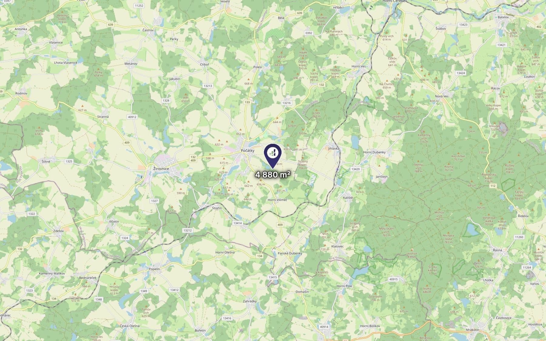Prodej pozemku 2.440 m², Počátky, Kraj Vysočina Prodej pozemku 2.440 m², Počátky, Kraj Vysočina