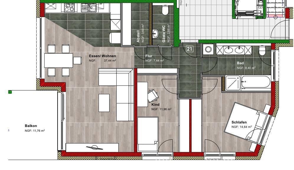 Pronájem bytu 3+kk 87 m², Am Bahndamm 1, Bad Säckingen, Bádensko-Württembersko Pronájem bytu 3+kk 87 m², Am Bahndamm 1, Bad Säckingen, Bádensko-Württembersko