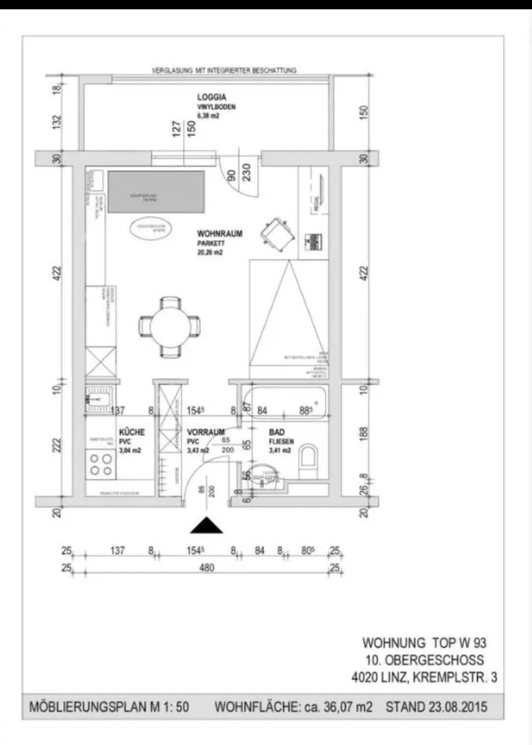 Prodej bytu 1+kk 37 m², Kremplstraße 3, Linz, Horní Rakousko Prodej bytu 1+kk 37 m², Kremplstraße 3, Linz, Horní Rakousko